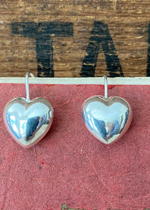 Earrings - Sterling Silver Puffy Heart