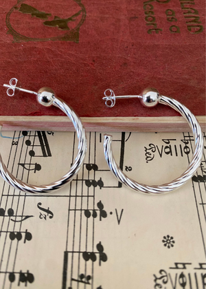 Earrings - Sterling Silver Half Hoop