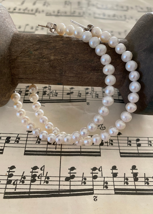 Pearl Semi Hoop Earrings - Large