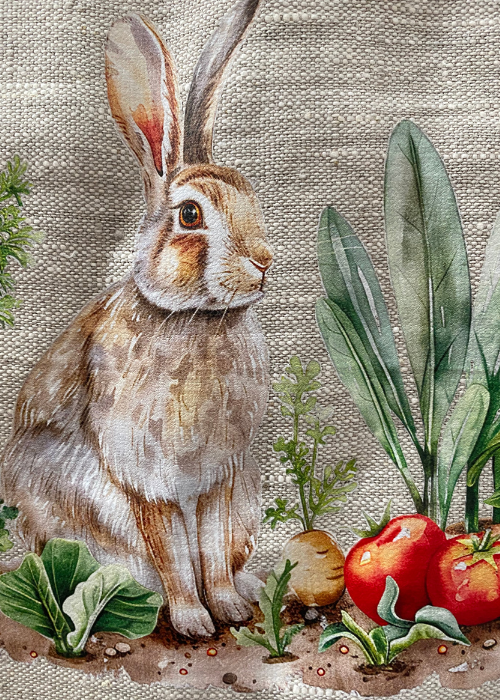 Tea Towel - 100% Linen Rabbit