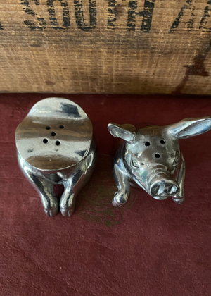 Salt And Pepper Set - Pig - Pewter