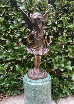 Bronze - Young Fairy On Green Marble Base