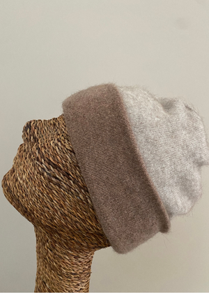 Beanie - Double Thickness - Two Tone - Mink/Natural