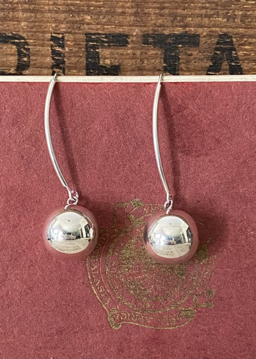 Earrings - Sterling Silver Large Drop Ball