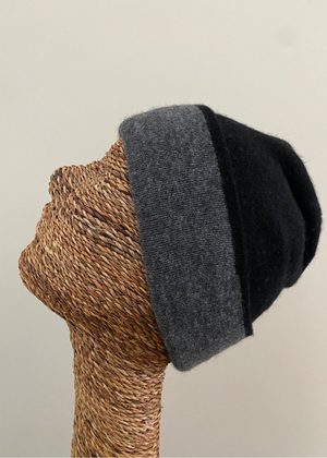 Beanie - Double Thickness - Two Tone - Black/Charcoal