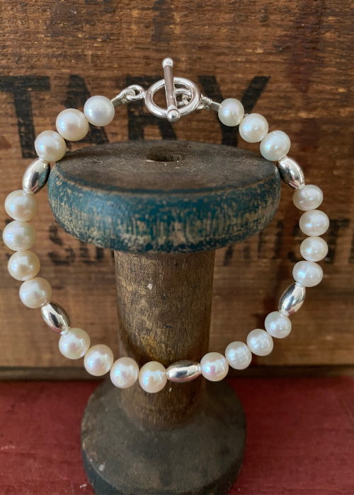 Bracelet - Pearl With Sterling Silver Beads