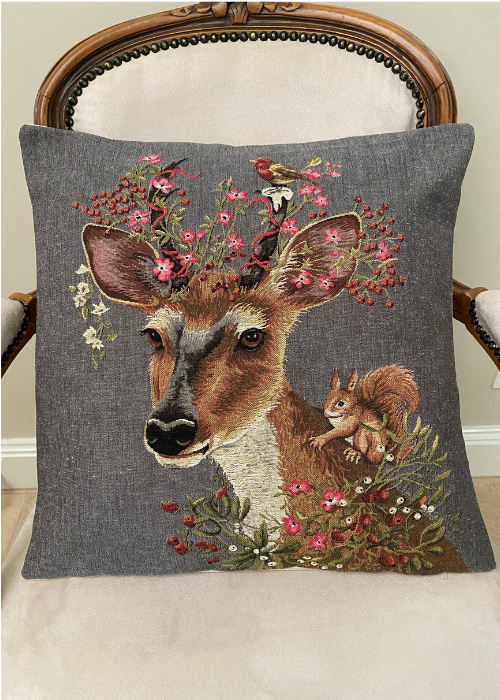 Cushion - Deer With Squirrel