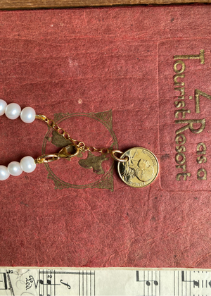 Bracelet - Pearl With Gold Filled Findings And French Coin