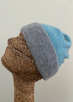 Beanie - Double Thickness - Two Toned - Topaz/Grey