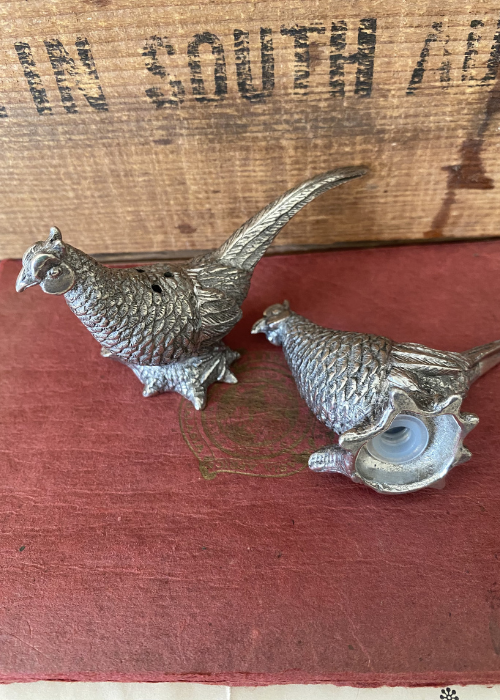 Salt And Pepper Set - Pheasants - Pewter