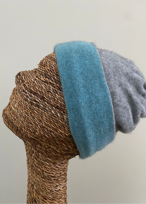 Beanie - Double Thickness - Two Toned - Topaz/Grey