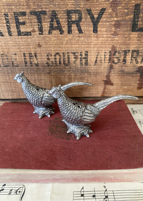 Salt And Pepper Set - Pheasants - Pewter