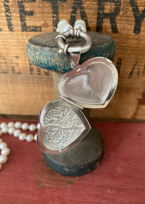 Locket - Sterling Silver Heart With Etched Tree