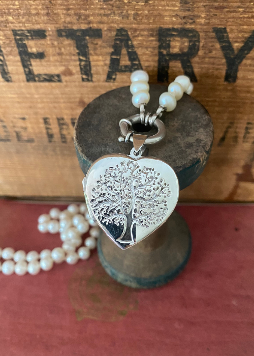 Locket - Sterling Silver Heart With Etched Tree