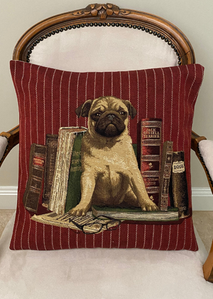 Cushion - Pug With Books