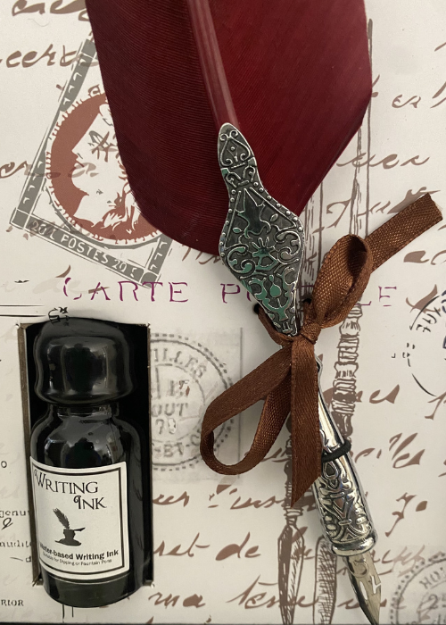 Calligraphy Set - Pewter With Quill