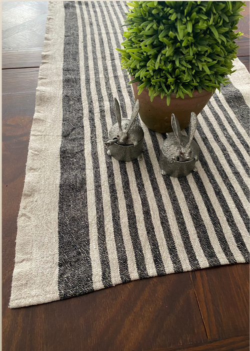 Table Runner - Linen - Black Stripe