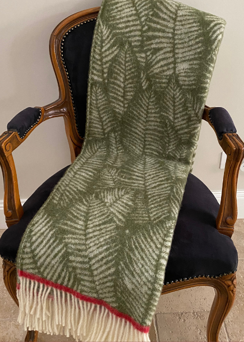 Throw - Fern With Red Stripe