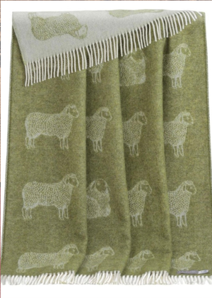 Throw - Sheep - Moss Green