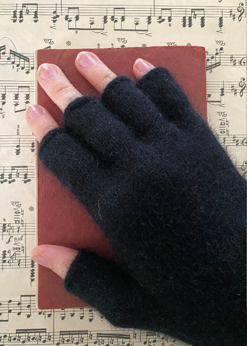 Gloves - Fingerless - Possum  - Large - Black