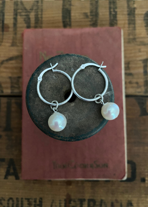 Pearl Earrings - Sterling Silver Loop