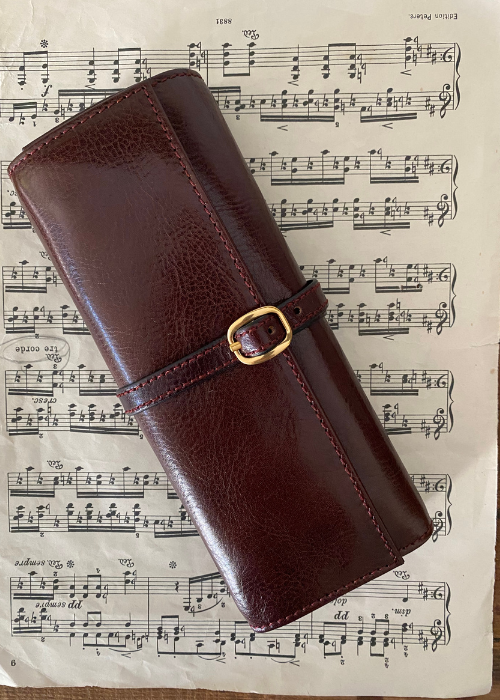 Jewellery Roll / Travel Case - Leather - Brown