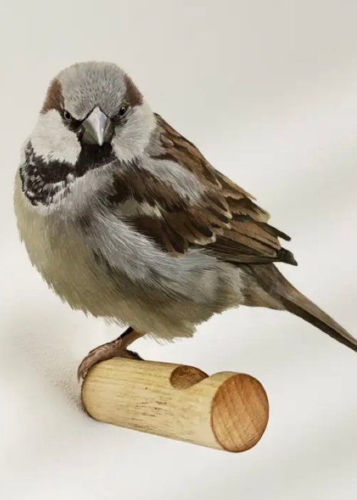 Wall Hook/Peg - Coloured Sparrow