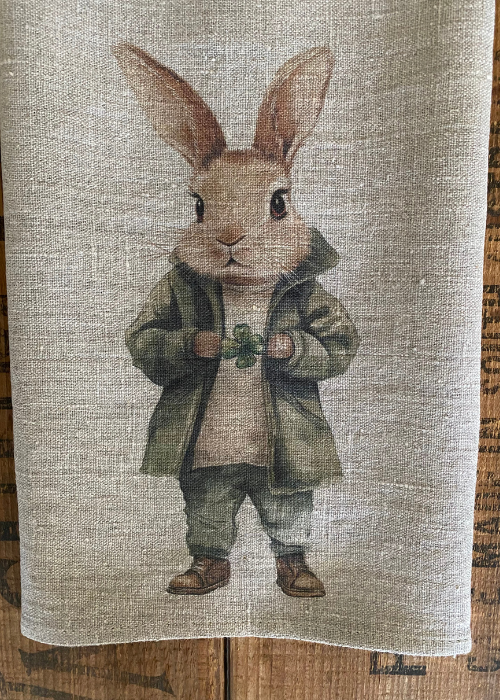Tea Towel - Hare With Four Leaf Clover