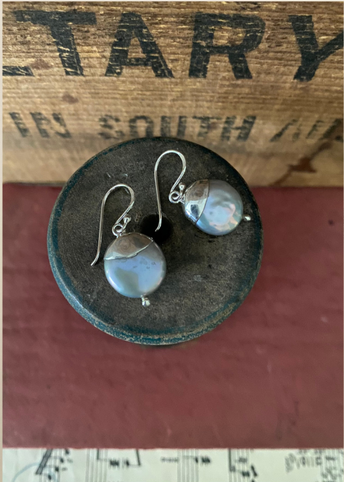Earrings - Sterling Silver And Fresh Water Grey Pearl