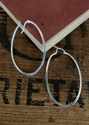 Earrings - Sterling Silver Long Twist Hoop