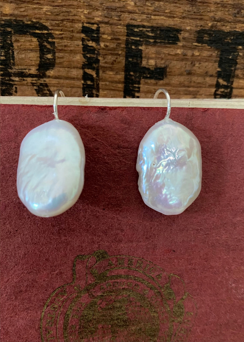 Earrings - Fresh Water Biwa Pearls With Sterling Silver Fixed Hook