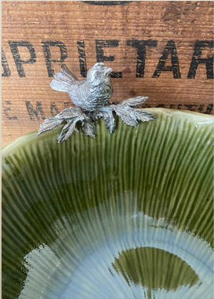 Bowl - Ceramic And Pewter Bird