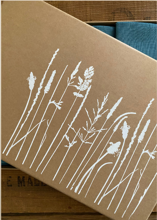 Napkins - Linen - Meadow Design - Duck Egg Blue