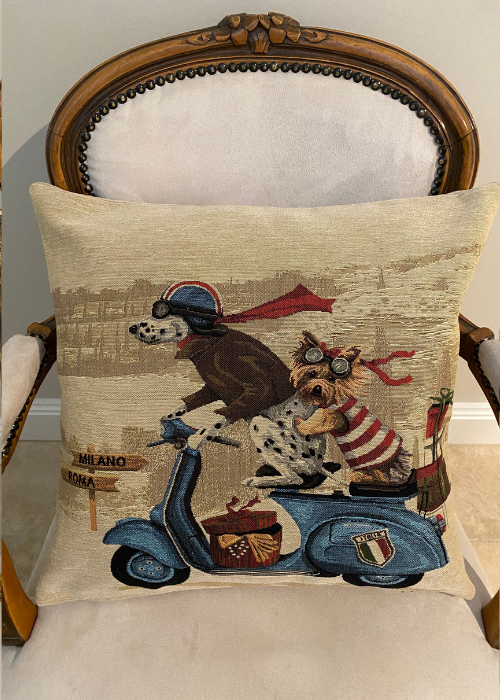 Cushion - Blue Scooter Dogs