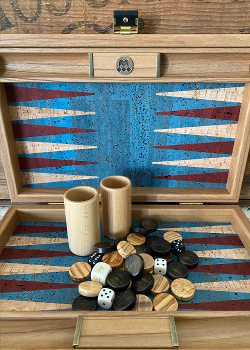 Backgammon - Cork And Wood - Blue