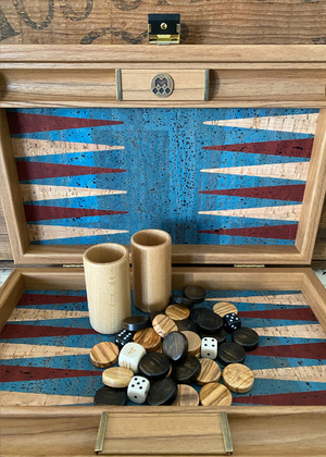 Backgammon - Cork And Wood - Blue