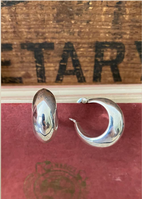 Earrings - Sterling Silver Puffed Hoops