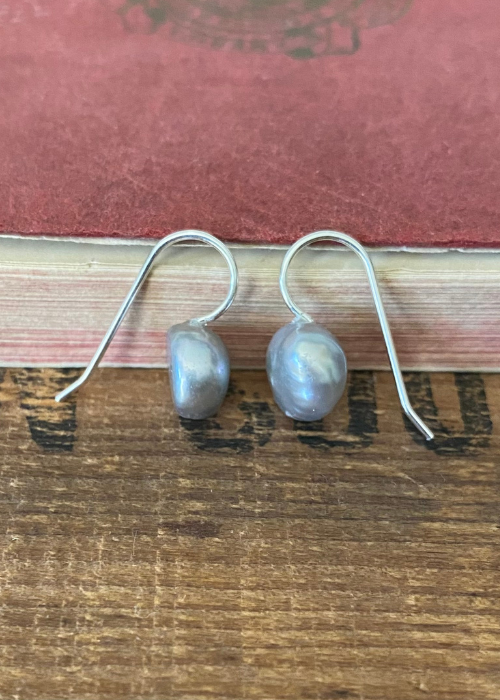 Earrings - Small Grey Nugget