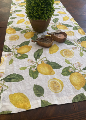 Table Runner - Linen Lemons