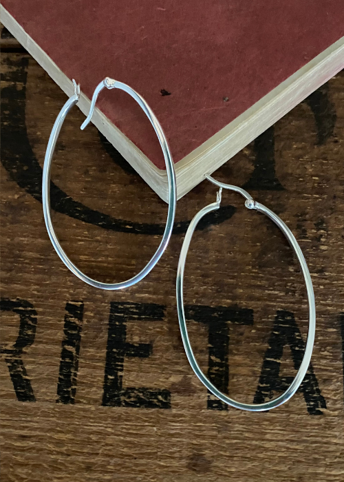 Earrings - Sterling Silver Long Twist Hoop