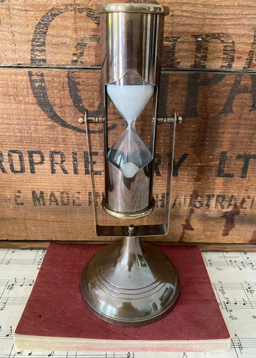 Sand Timer - Aluminium With Antique Brass Finish And Compass