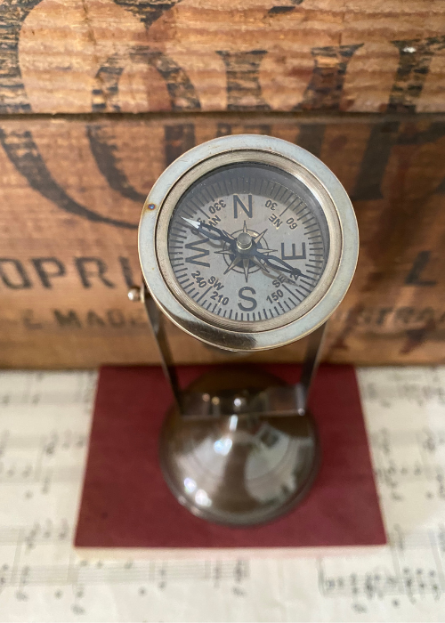 Sand Timer - Aluminium With Antique Brass Finish And Compass