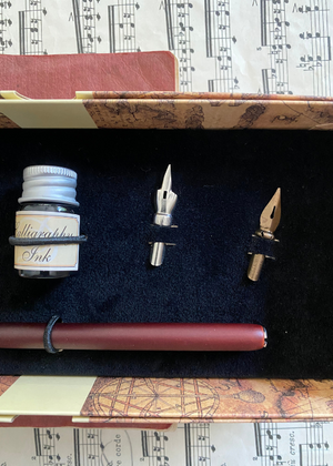 Calligraphy Pen - Wood With 4 Nibs And Ink
