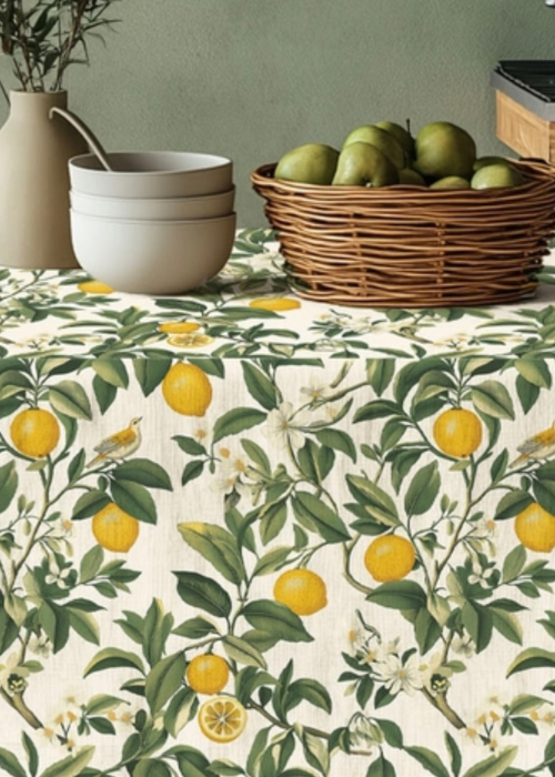 Tablecloth - 100% Linen - Lemons