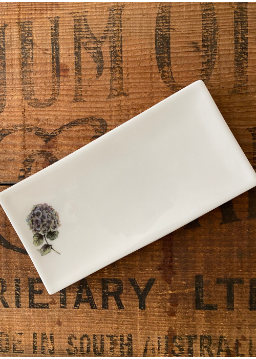Soap Dish - Bone China - Hydrangea