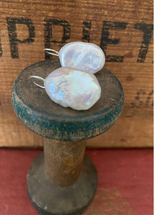 Earrings - Fresh Water Biwa Pearls With Sterling Silver Fixed Hook