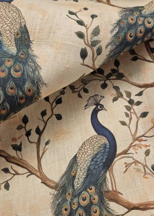 Tablecloth - 100% Linen Peacock