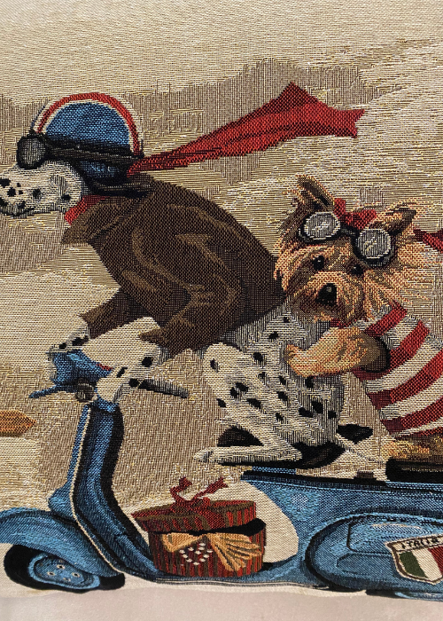 Cushion - Blue Scooter Dogs