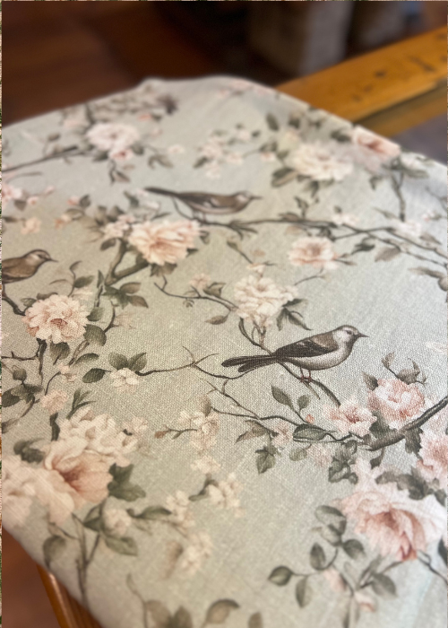 Tablecloth - 100% Linen - Toile Sage Green Birds