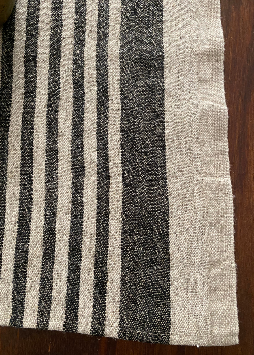 Table Runner - Linen - Black Stripe